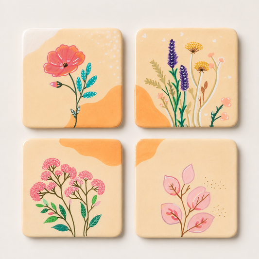 Set de 4 dessous de verre – Collection florale bohème