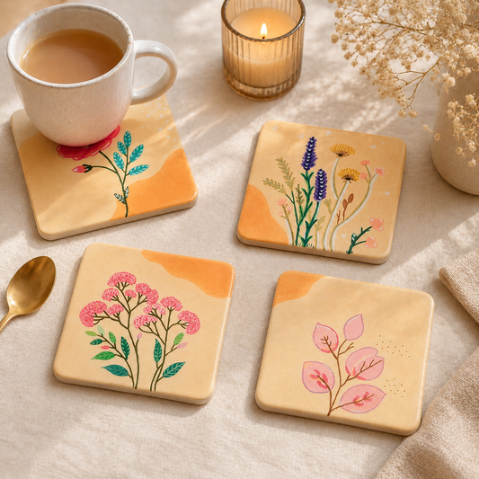 Set de 4 dessous de verre – Collection florale bohème
